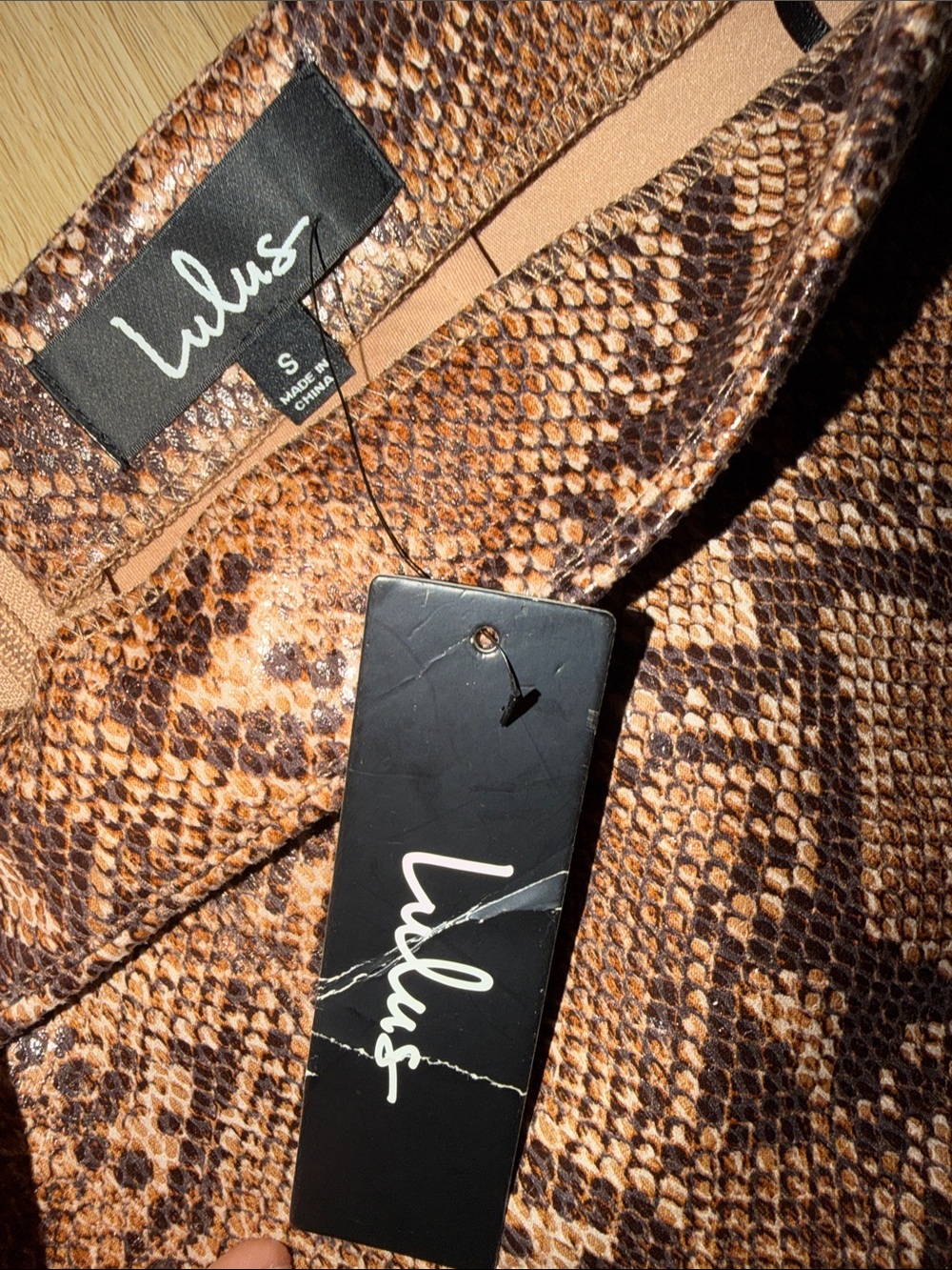 Lulu's Brown Snake-Print Faux Leather Mini Skirt - Picture 2 of 4